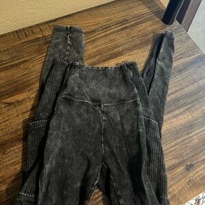 Aerie Black Acid Wash Leggings